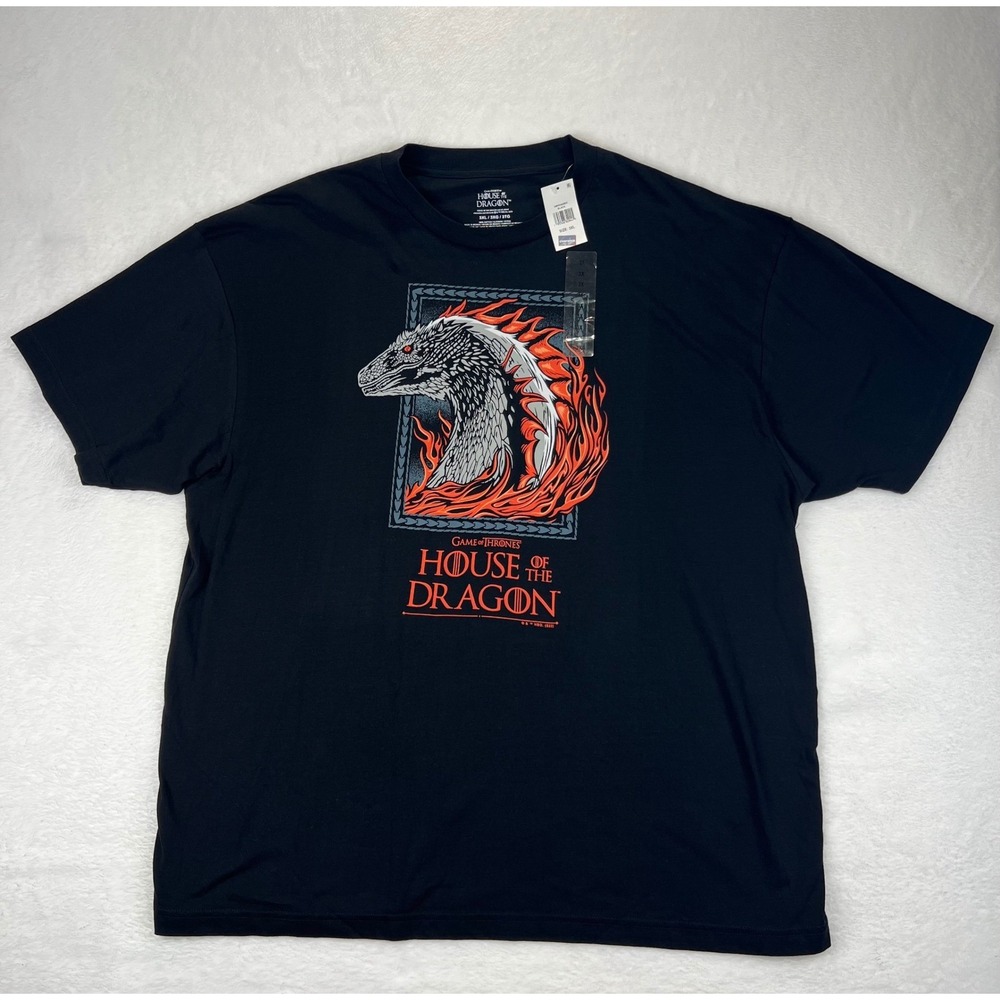 Game of Thrones House of the Dragon Black Graphic‎ T Shirt Men's 3XL 3X